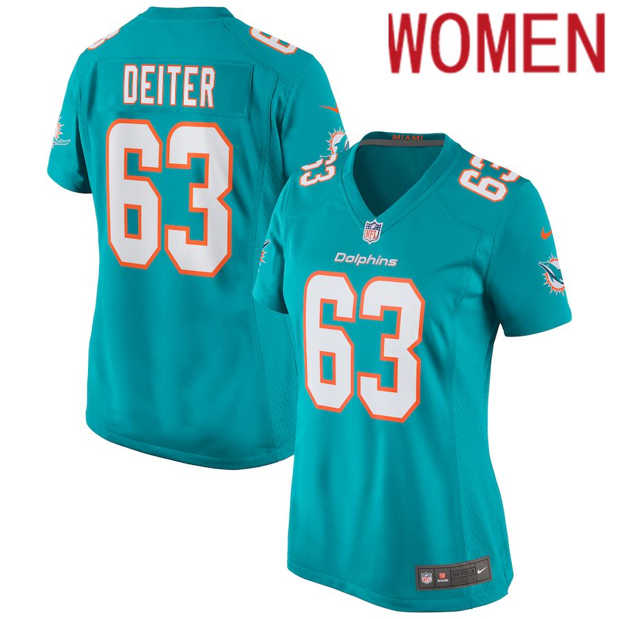 Women Miami Dolphins 63 Michael Deiter Nike Green Game NFL Jersey